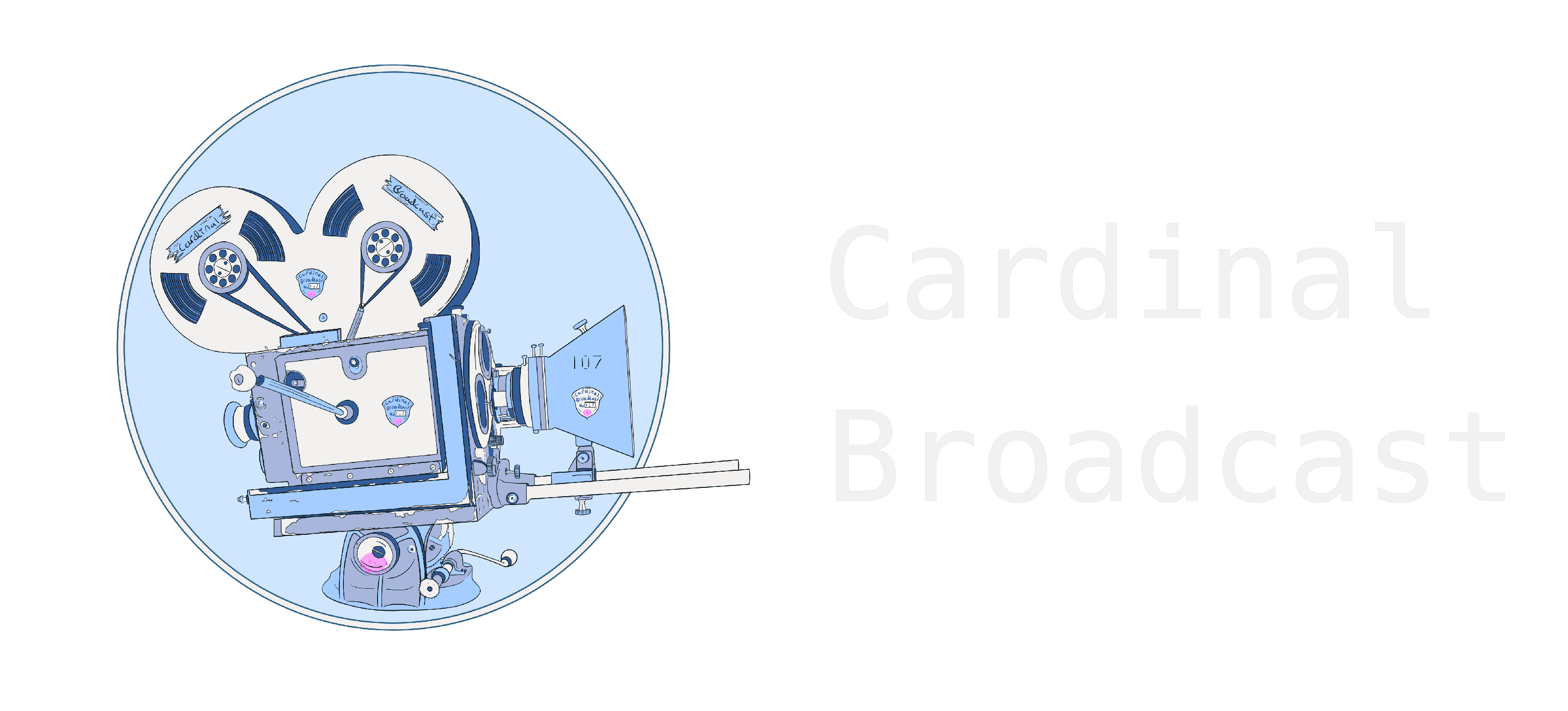 The company's logo features a vintage camera in a circle on a blue background, accompanied by the company name "Cardinal Broadcast."