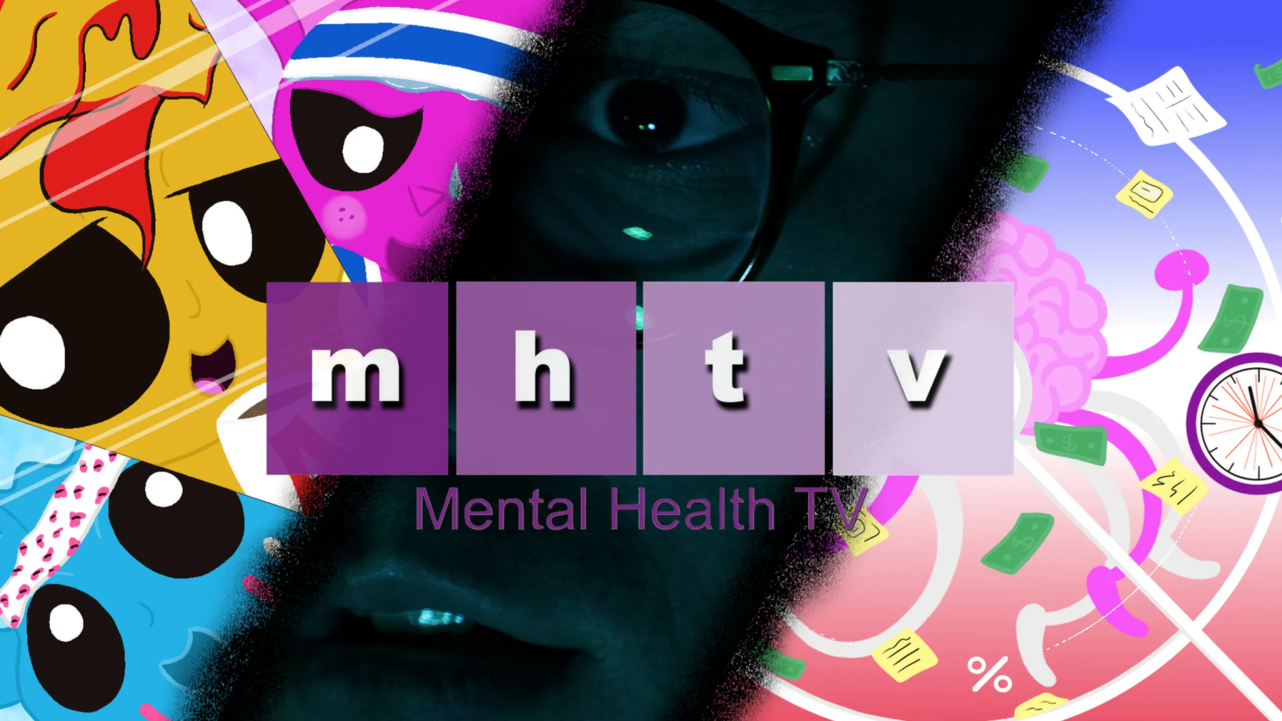 Vibrant backdrop featuring Mental Health TV logo