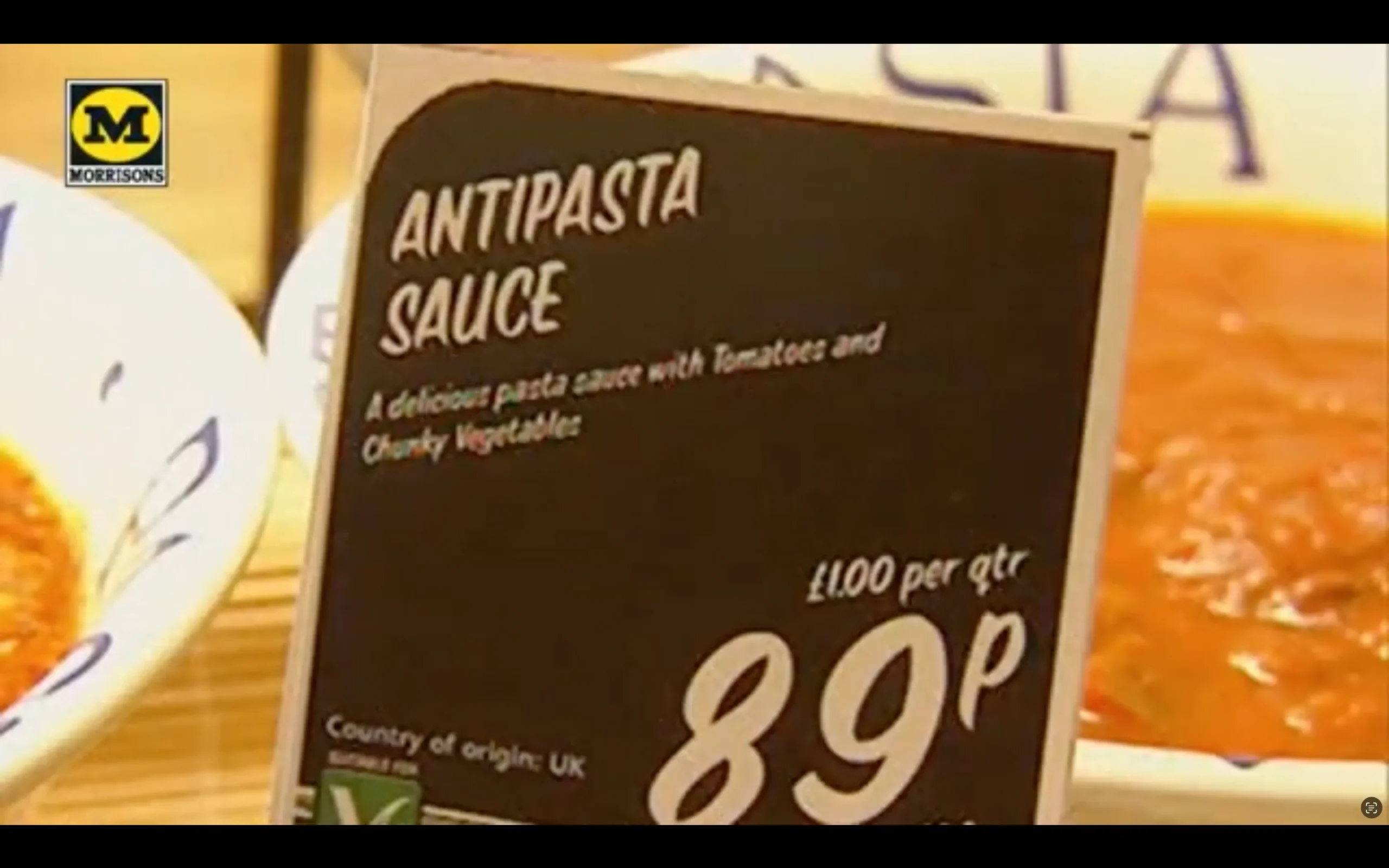 Sign for authentic Italian antipasto sauce - a delicious taste of Italy.