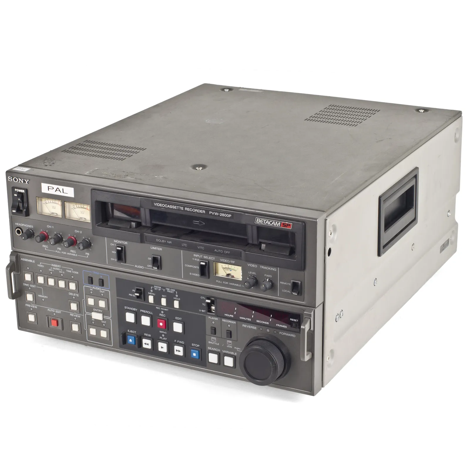 A SONY PVW 2800 video recorder with a cassette player and tape recorder.