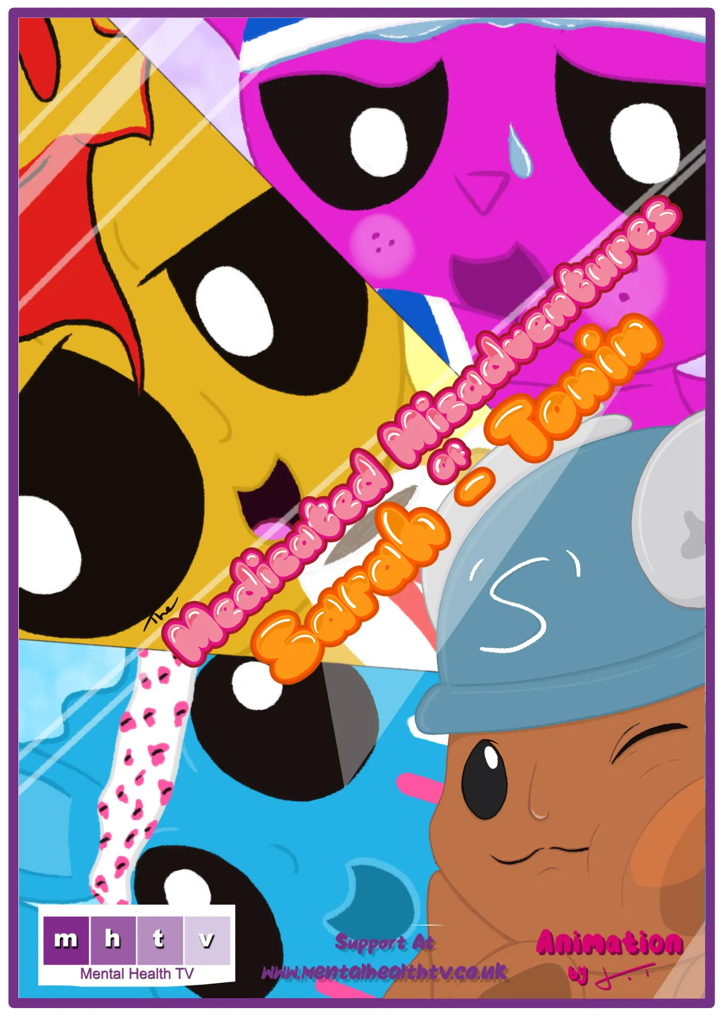 Image of the animation poster titled 'The Medicated Misadventures of Sarah-Tonin'