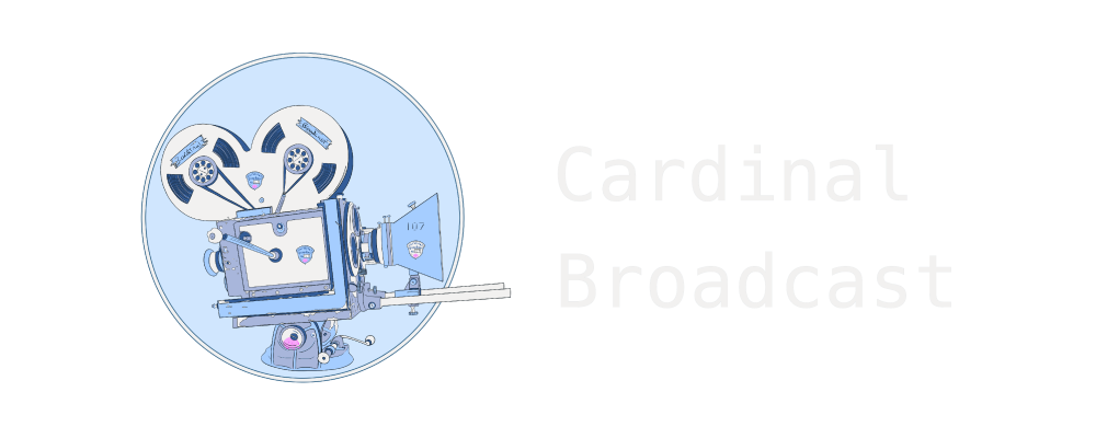 The company's logo features a vintage camera in a circle on a blue background, accompanied by the company name "Cardinal Broadcast."