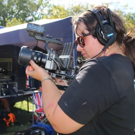 Jess Operating the FX30 during a show as a roaming Camera