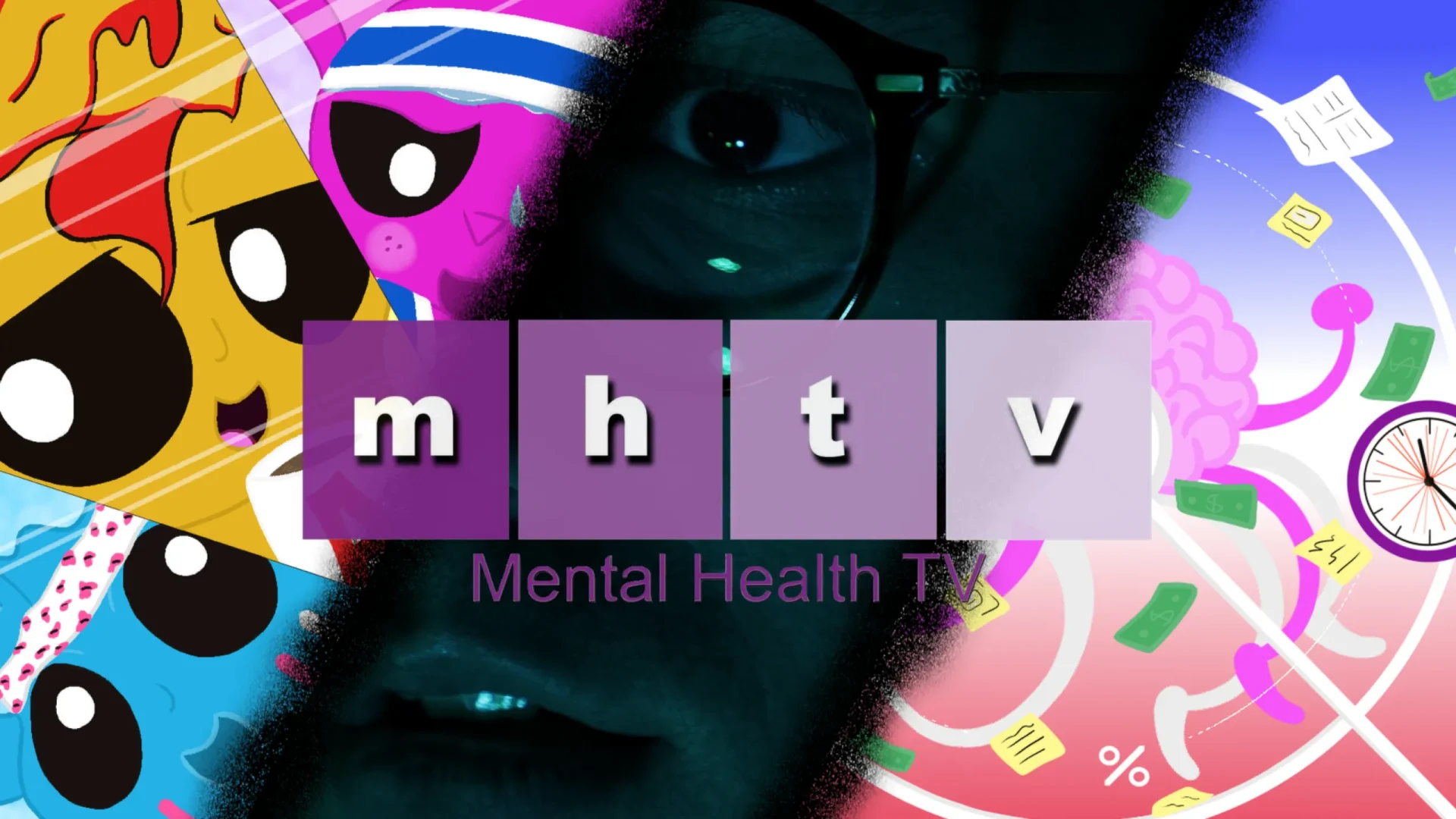 Vibrant backdrop featuring Mental Health TV logo